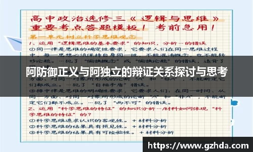 阿防御正义与阿独立的辩证关系探讨与思考